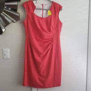 Coral Calvin Klein Career Dress
